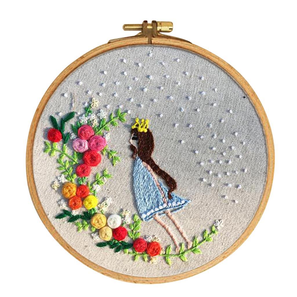 DIY Princess Embroidery Beginners  with Hoop Sewing Thread & Instructions