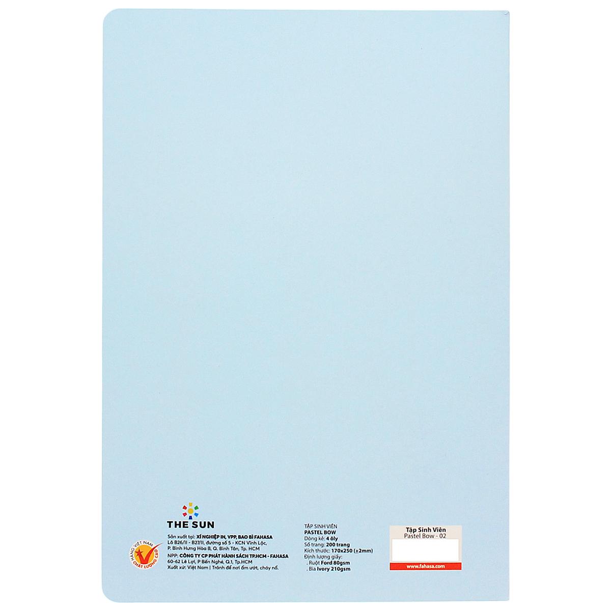 Tập Sinh Viên Pastelbow - 4 Ô Ly - 200 Trang 80gsm - The Sun 03 (Mẫu Bìa Giao Ngẫu Nhiên)