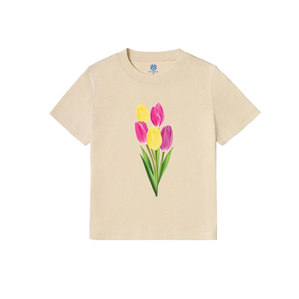 Áo thun Baby Tee hoa tulip đỏ hoa tulip vàng áo hoa tulip thanh lịch BND215