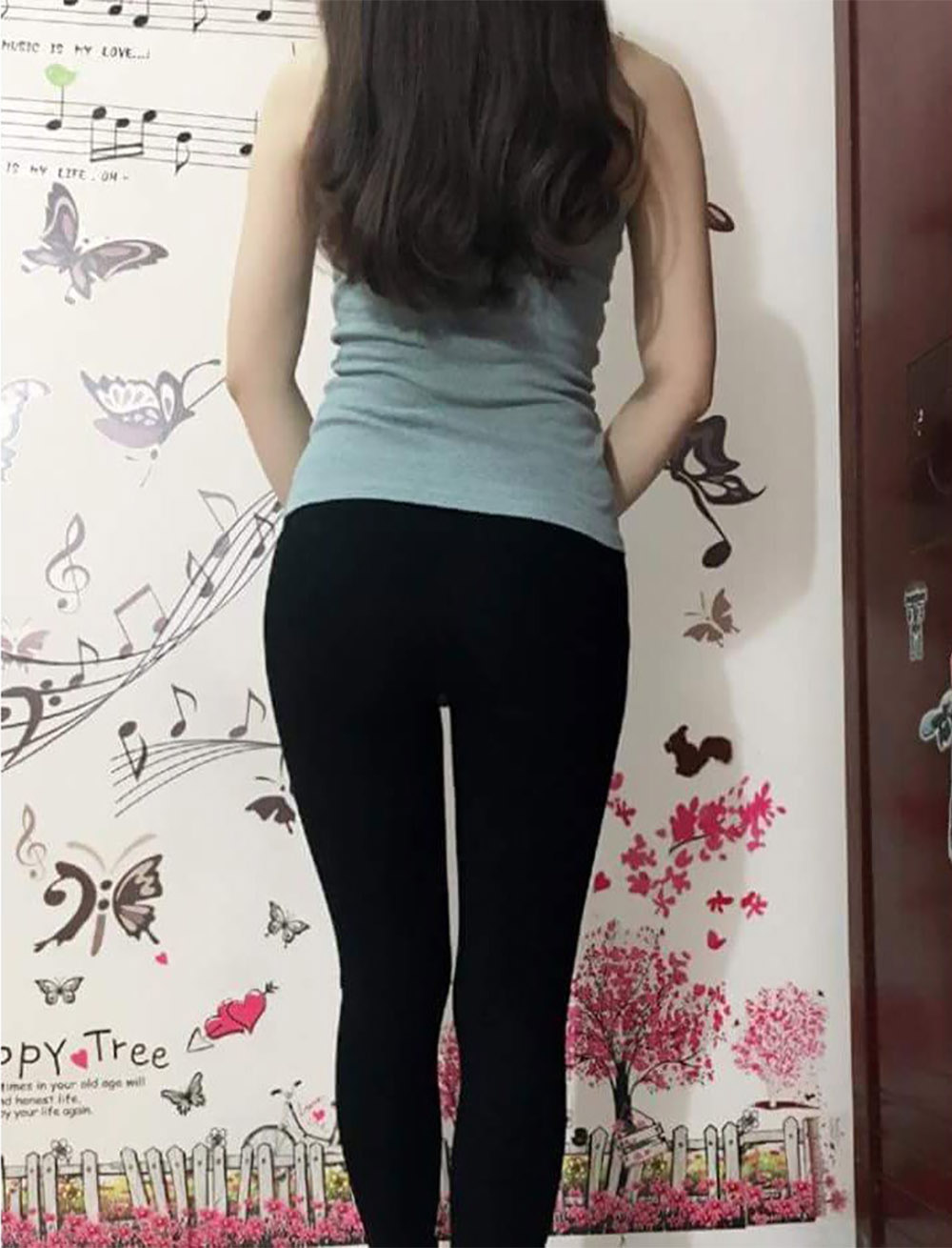 Quần Legging 2 Túi Trước, Vải Coton Thun, Lưng Thun