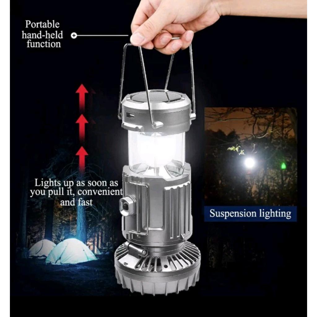 Đèn bão LED Năng Lượng Mặt Trời Đa Năng 3 Trong 1 tích hợp quạt, đèn pin, sạc điện thoại tiện lợi - VV288