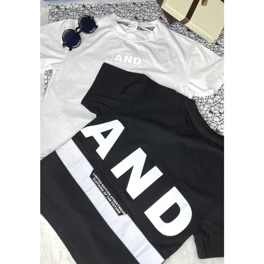 Áo bé trai cộc tay AND áo phông cho bé mặc mùa hè chất liệu cotton size 110-150 cho bé từ 16 - 26 kg, ảnh shop tự chụp