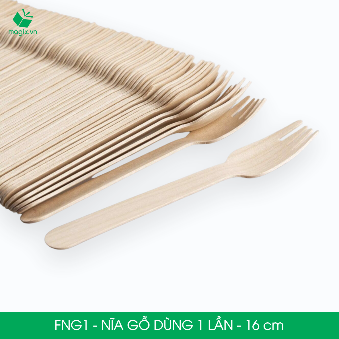 FNG1 - Combo 100 Nĩa gỗ dài 16 cm dùng 1 lần - Dĩa gỗ dài dùng 1 lần tiện lợi thân thiện môi trường