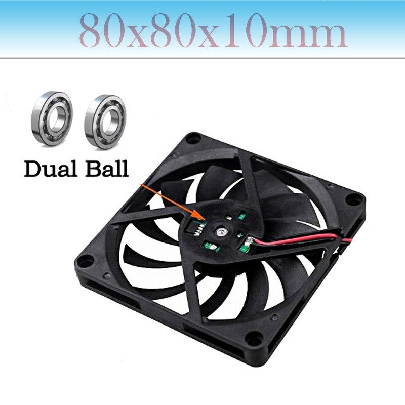 1Pcs Gdstime DC 24V 80mm 80x80x10mm Dual Ball Computer Case Axial Brushless Cooling Fan 8cm 80mmx10mm PC CPU Radiator Cooler Fan