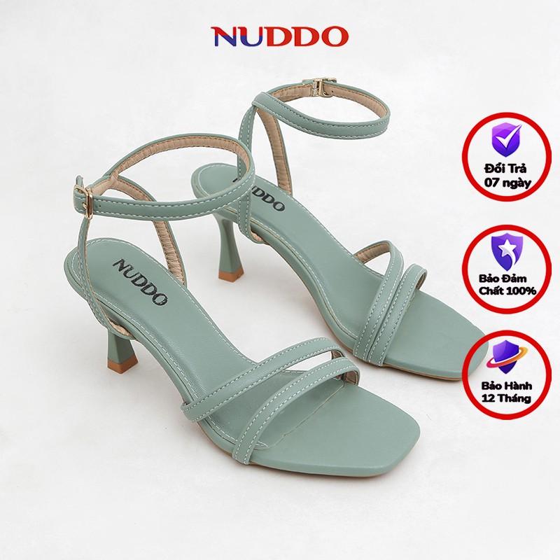 Giày sandal nữ cao gót NUDDO quai ngang đẹp gót nhọn 7 phân kiểu dáng thời trang sang trọng