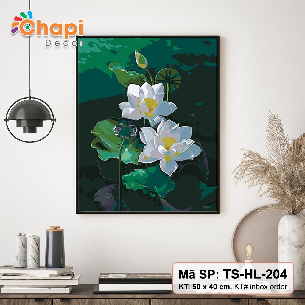 Tranh tô màu số hóa Chapi Hoa Sen KT 40x50 cm đã căng khung, Có dầu bóng