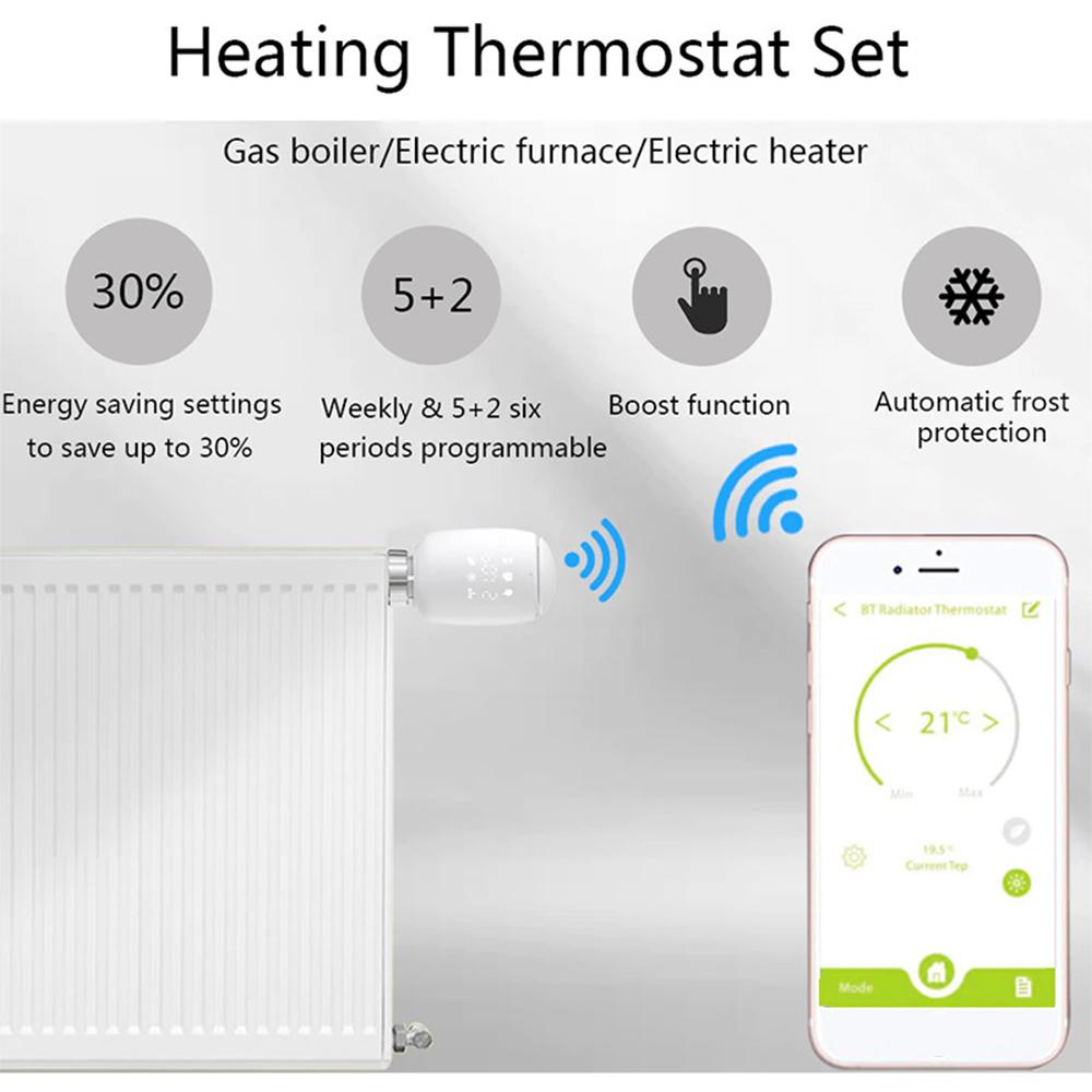 Zigbee TRV Intelligent Radiator Valve Thermostat Mobile Phone APP Control Remote Control Programmable Smart Temperature Controller Need to be Used with Zigbee Gateway E14648-3