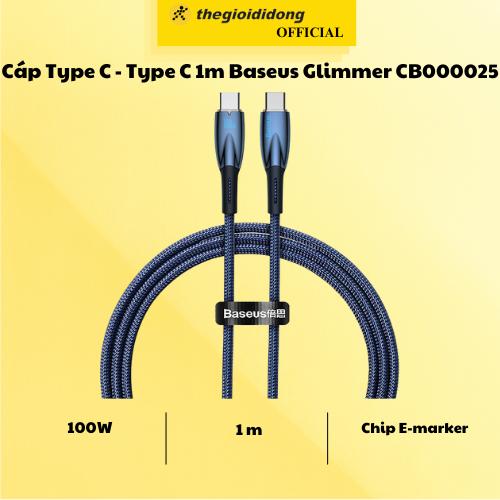 Cáp Type C - Type C 1m Baseus Glimmer CB000025 - Hàng Chính Hãng