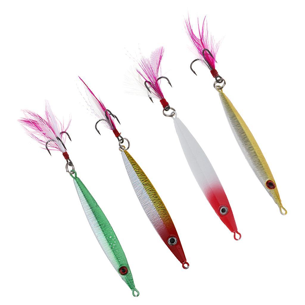 Hard Jigging Lead Fish Baits 21g 8cm Metal Fishing Lure Long Casting Lure with Feather Hook