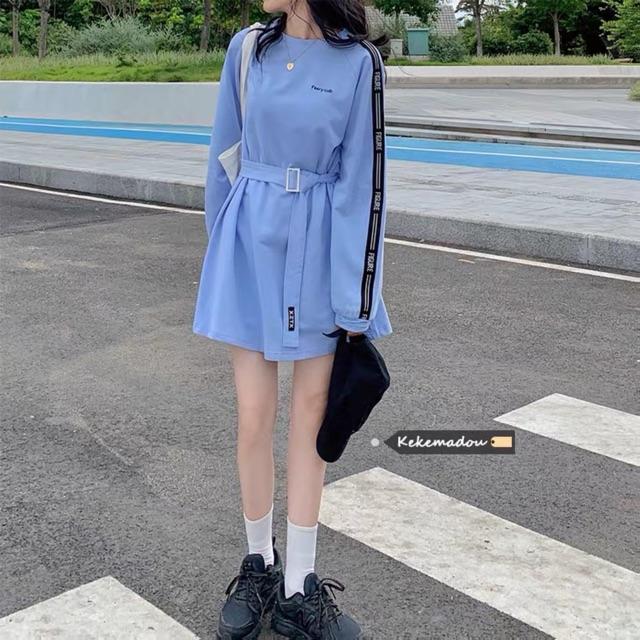 Đầm thun viền chữ cá tính FEARY ulzzang kèm belt mẫu thu đông 2020