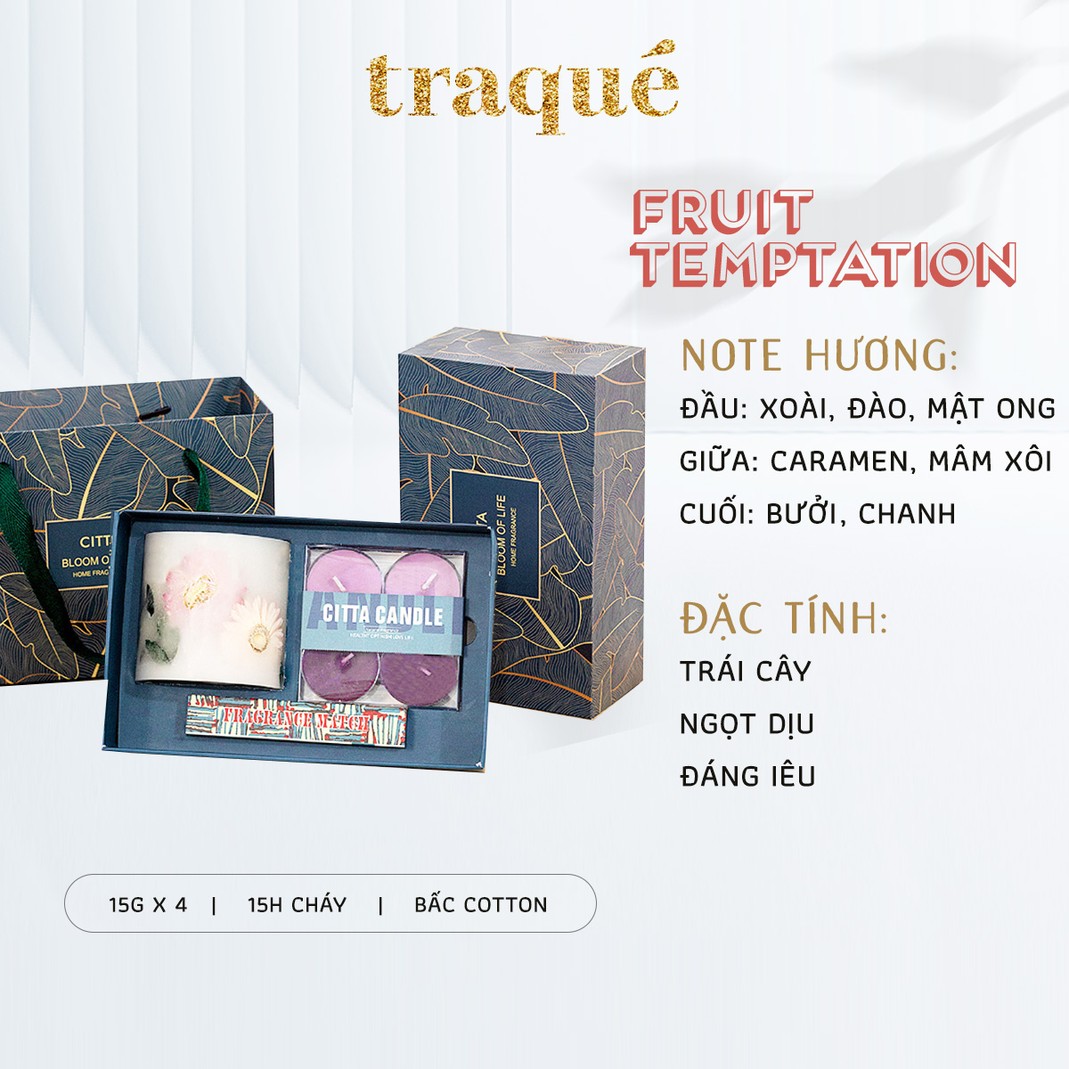 Hình ảnh Set quà tặng nến thơm tealight + cốc trang trí hoa khô ẩn cho không gian lung linh lãng mạn sắc màu