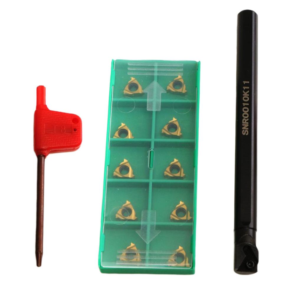 Turning Tool Holder Holder Boring Bar + Carbide Inserts + Wrench CNC Lathe Turning Tool, 125mm SNR0010K11