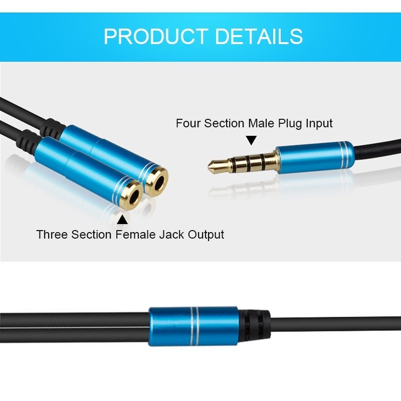 Cáp chia 2 cổng Audio 3.5mm 1 đầu đực ra 2 đầu cái 20cm AV123 10532 Cáp chia Jack 3,5mm dương ra 2 đầu âm 3,5mm Cáp âm thanh 3.5Mm Màu dài Av141-30618 – Hàng Nhập Khẩu