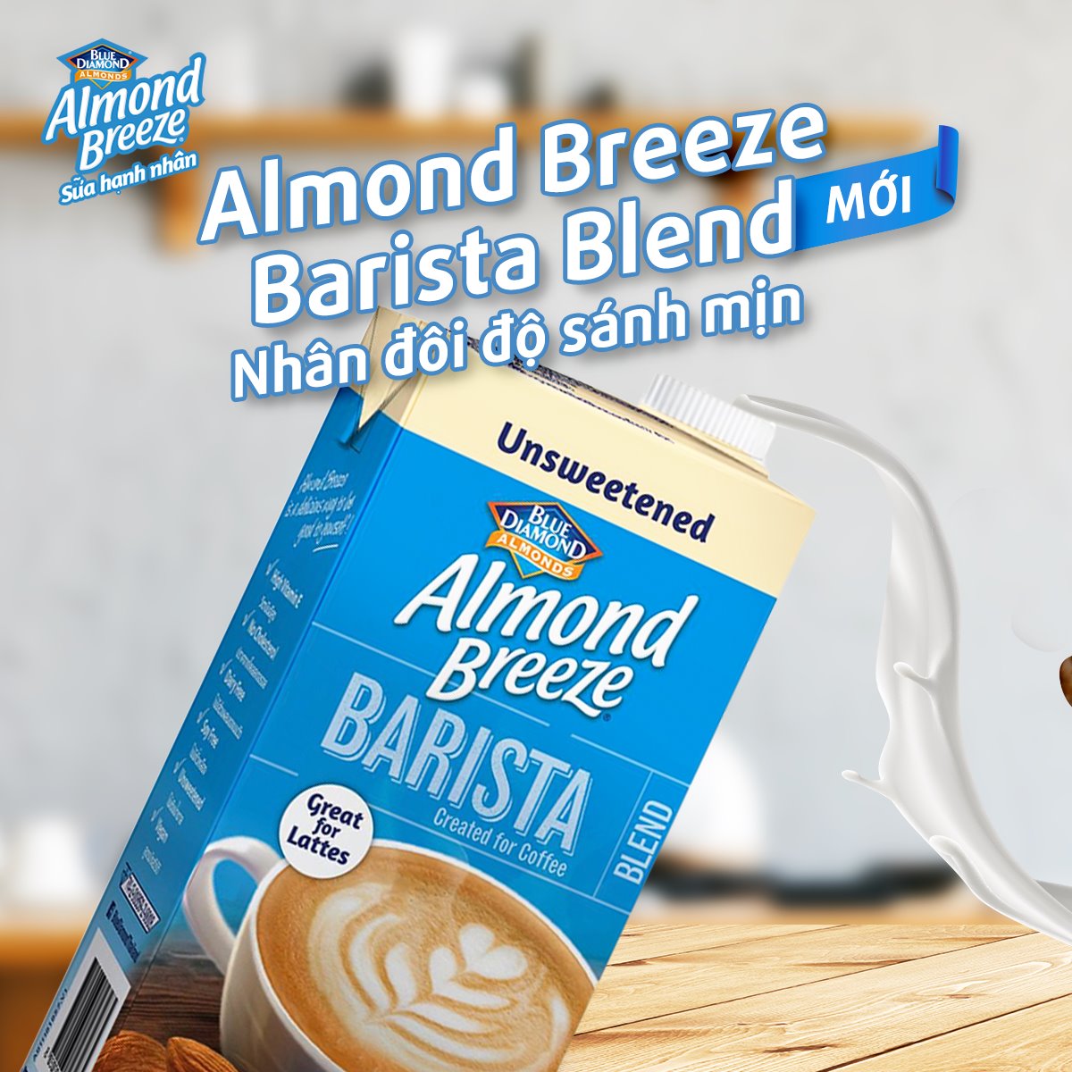 Sữa hạt hạnh nhân ALMONND BREEZE BARISTA BLEND 946ml - Sản phẩm chuyên dùng tạo foam