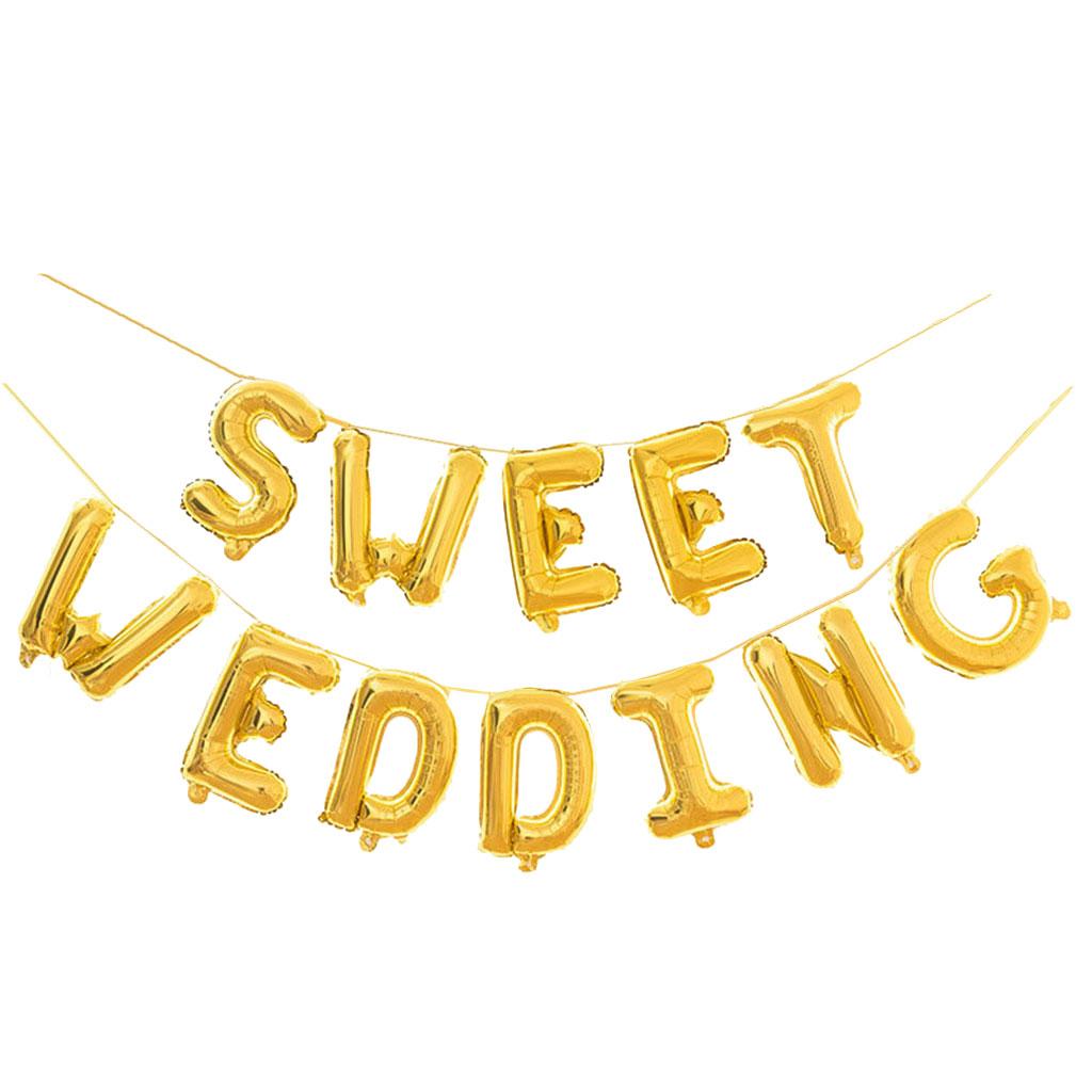 Sweet Wedding Foil Balloon Bunting Banner Wedding Party Decoration Champagne