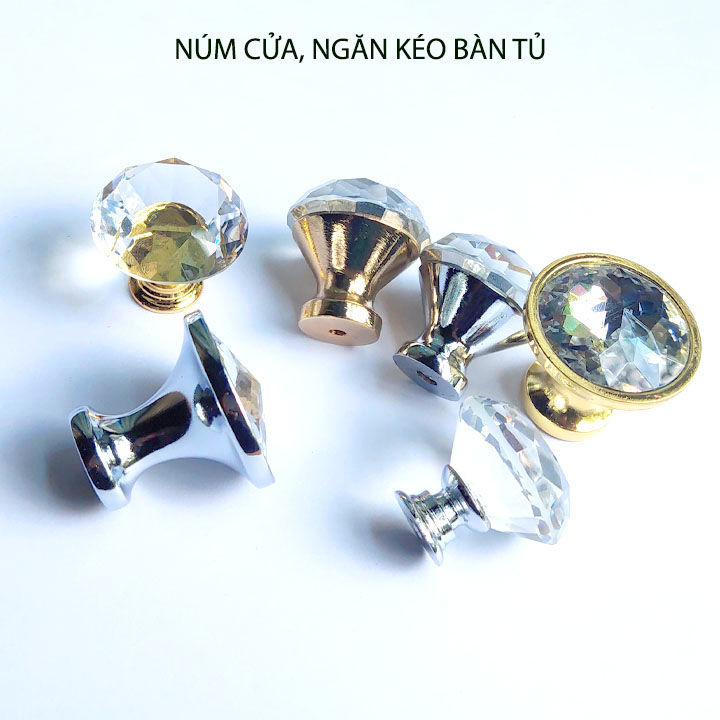 Núm cửa, ngăn kéo bàn tủ bằng thủy tinh và hợp kim kẽm