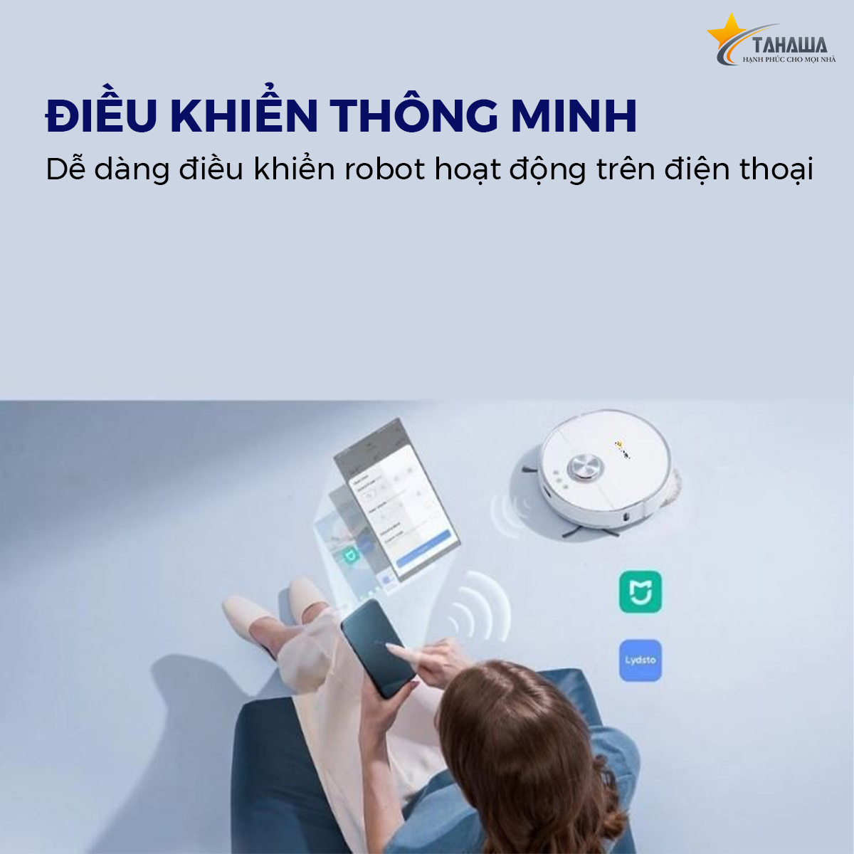 Robot hút bụi TAHAWA TH-LW2 Robo hút bụi an toàn cho sức khỏe người tiêu dùng, khử mùi hiệu quả sử dụng màn lọc HEPA 14, lọc sạch đến 99% bụi mịn