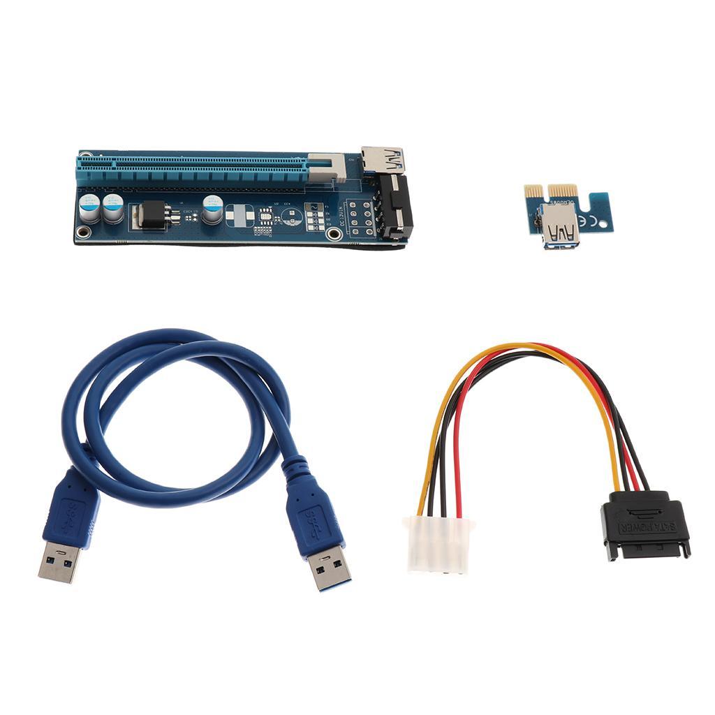 PCI- USB3.0 1x to 16x Extender Riser Card Adapter with Cables
