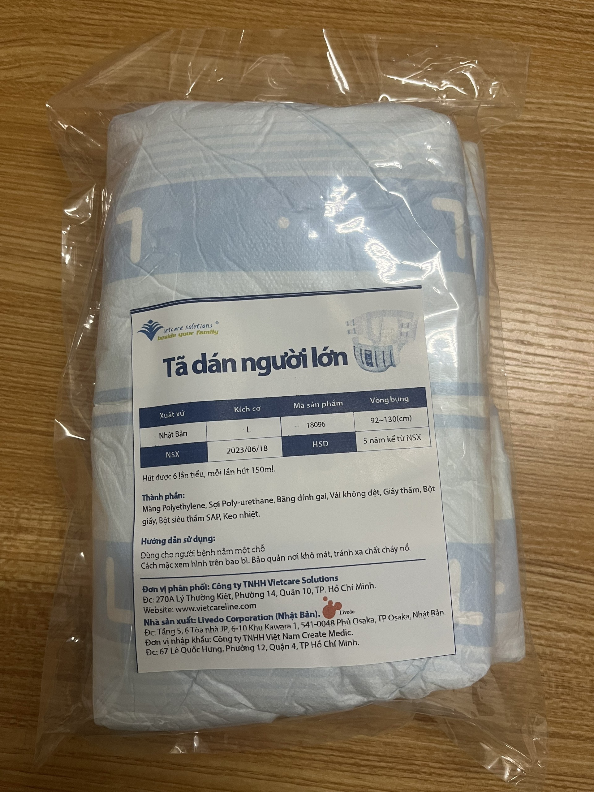 [Tách lẻ dùng thử] Tã bỉm dán người lớn LiveDo - Nhật Bản size L (01 miếng)