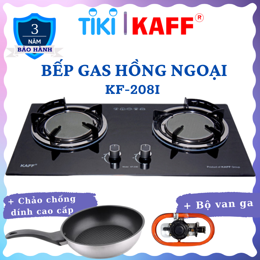 Bộ Bếp ga âm KAFF KF-208I bao gồm: Bếp ga + chảo chống dính cao cấp + bộ van ga - Hàng chính hãng