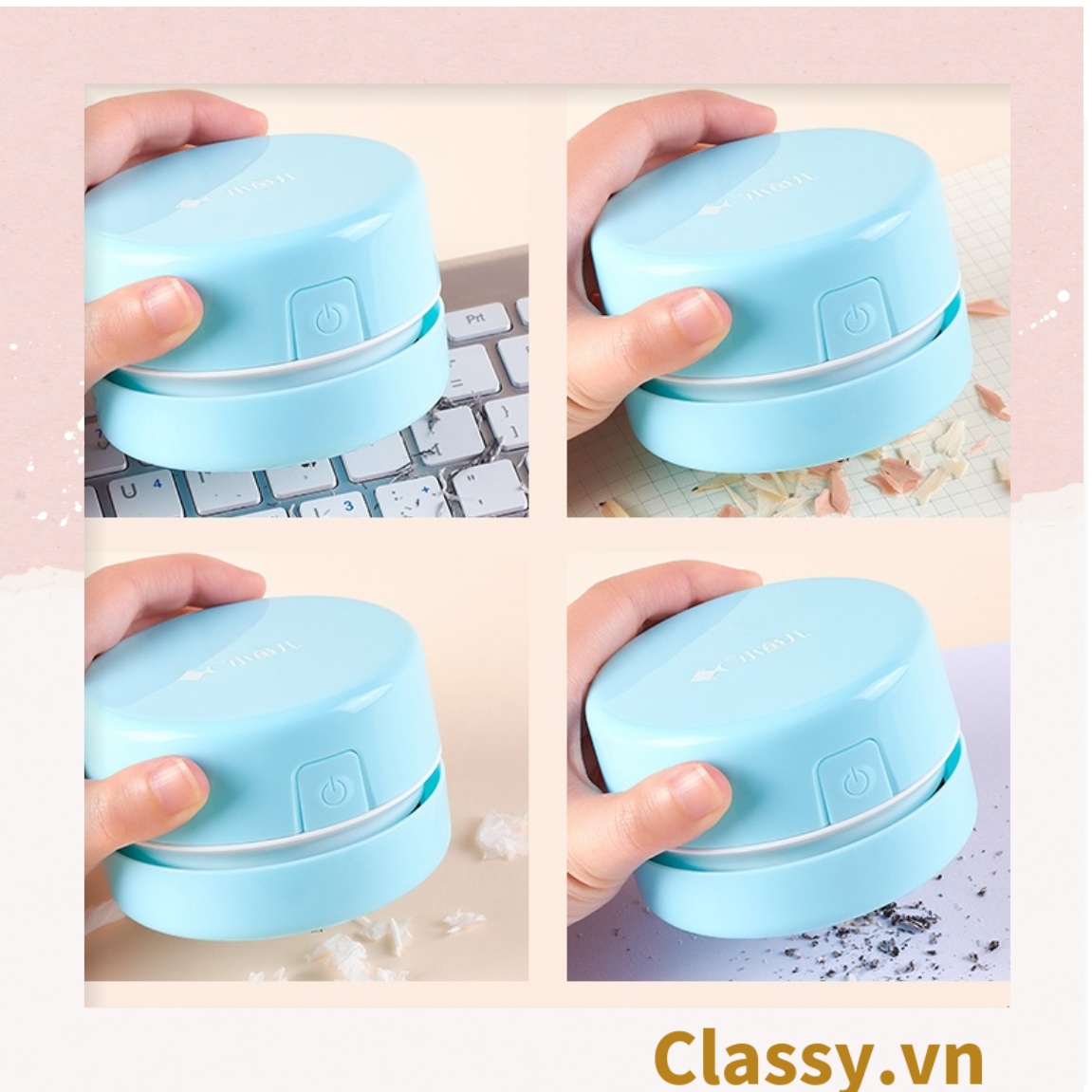 PK949 Máy Hút Bụi Mini Cầm Tay trơn màu, Không Dây Để Bàn Tiện Dụng dùng hút bụi bàn học, ô tô