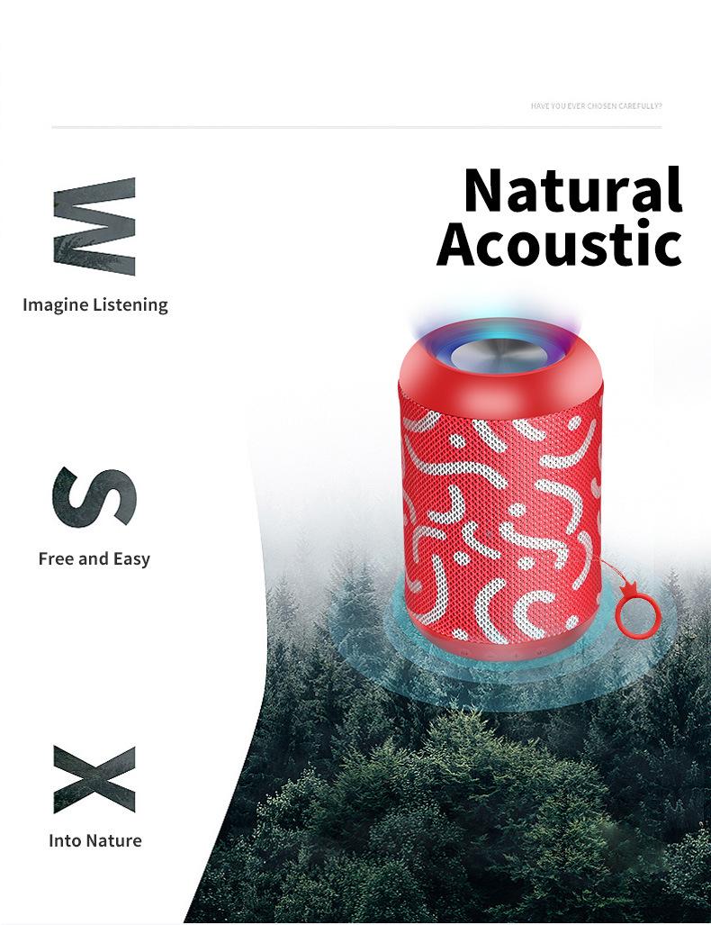 Loa không dây Bluetooth Âm thanh chống nước TWS Kết nối Bluetooth 5.0 Âm thanh vòm Cuộc gọi rảnh tay Thẻ TF Đài FM Loa AUX Màu sắc: Đỏ