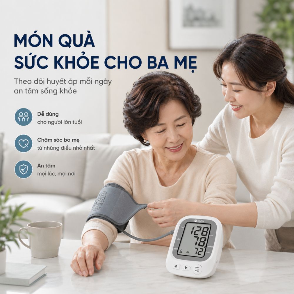 Máy đo huyết áp bắp tay Kachi JN-163B có trợ lý đọc kết quả tiếng Việt hỗ trợ người cao tuổi mắt kém - Hàng chính hãng