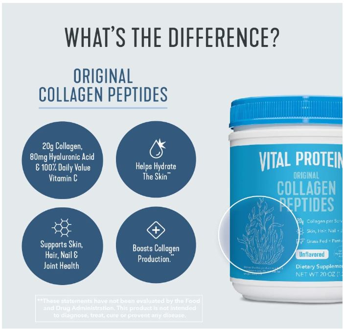 BỘT COLLAGEN PEPTIDES - ĐẸP &amp; KHỎE DA MÓNG TÓC XƯƠNG KHỚP Vital Proteins KHÔNG VỊ Unflavored