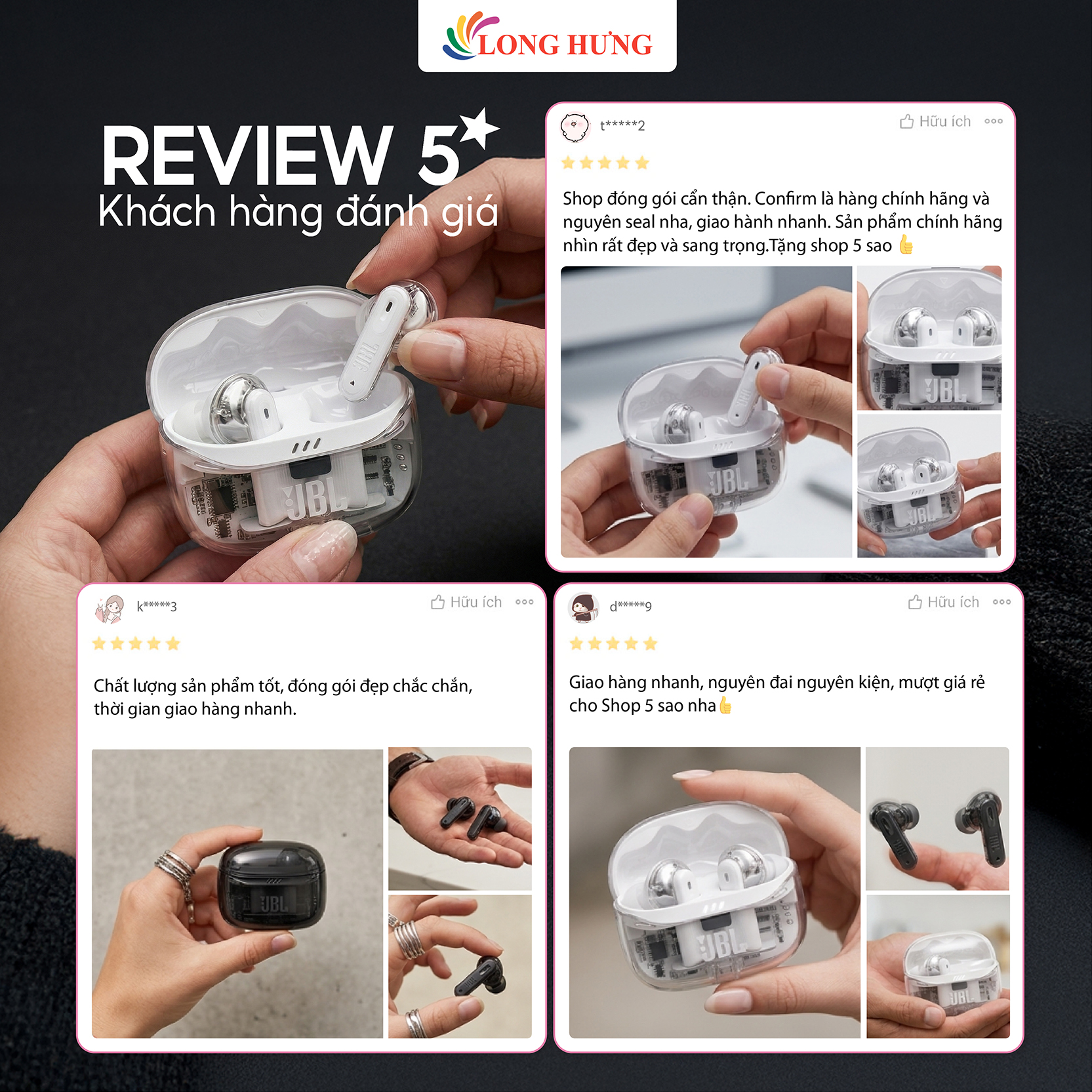 Tai nghe Bluetooth True Wireless JBL Tune Beam 2 Ghost - Hàng chính hãng