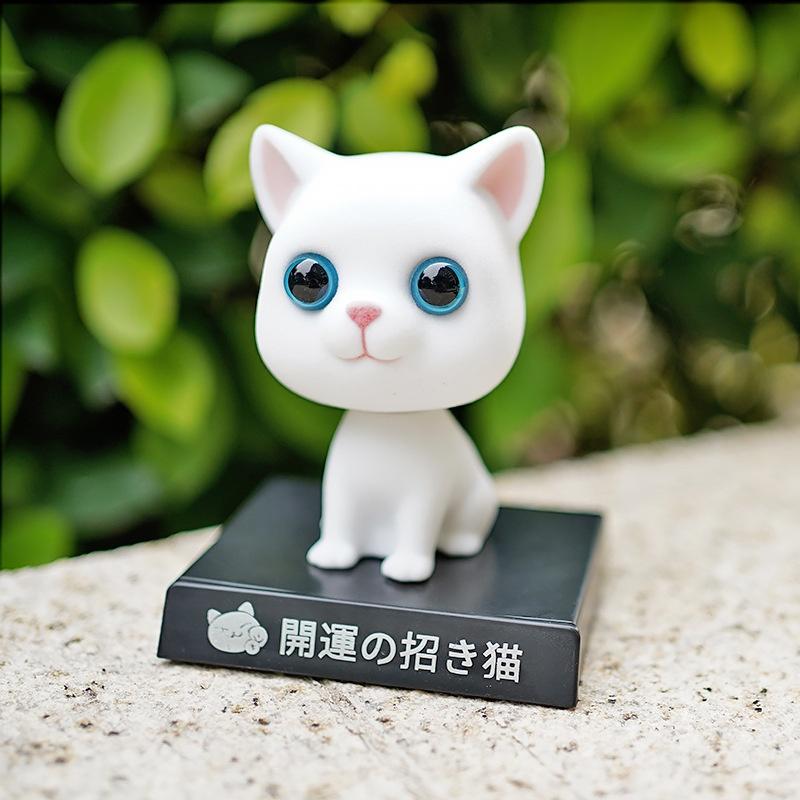 Flocking Cat Shaking Head Doll Car Ornaments Mobile Phone Holder High-end Cute Car Interior Accessories Desktop Ornaments