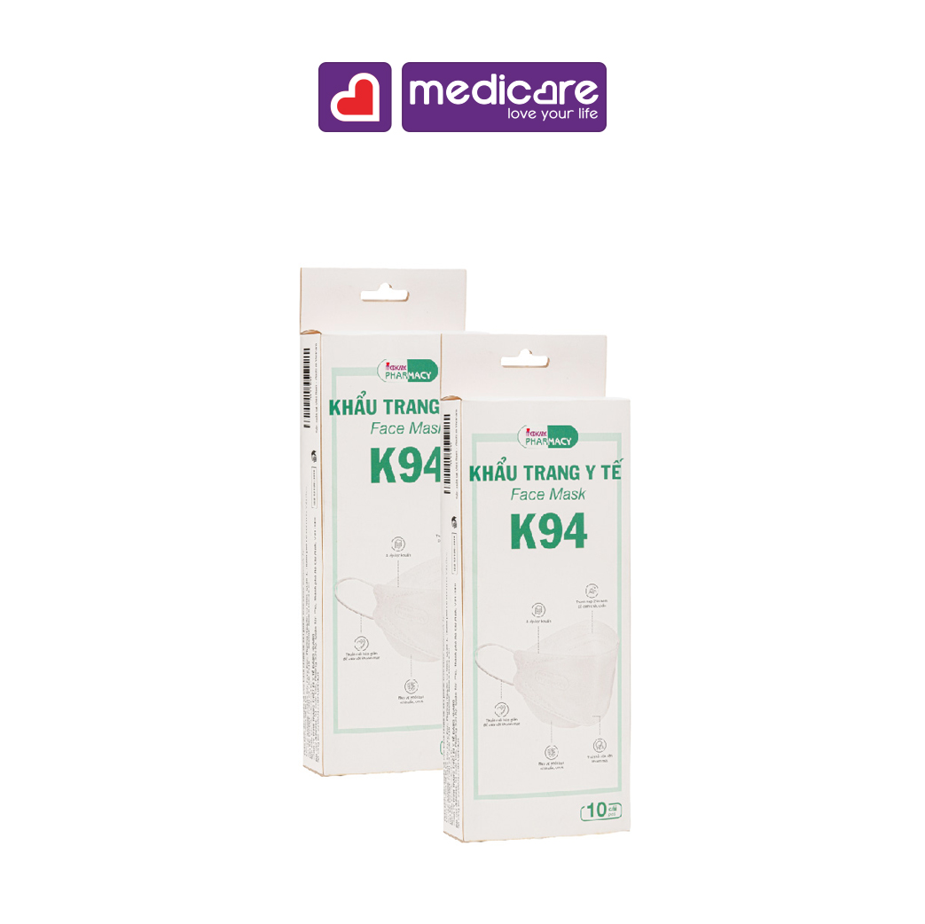 0132307 Khẩu Trang Y Tế MEDiCARE PHARMACY K94 10 cái Hộp