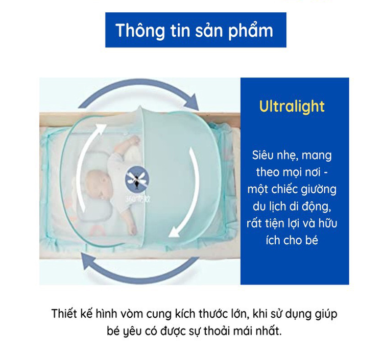 Màn (mùng) chụp gấp gọn tiện dụng để chống côn trùng, muỗi đốt bé {FREE SHIP