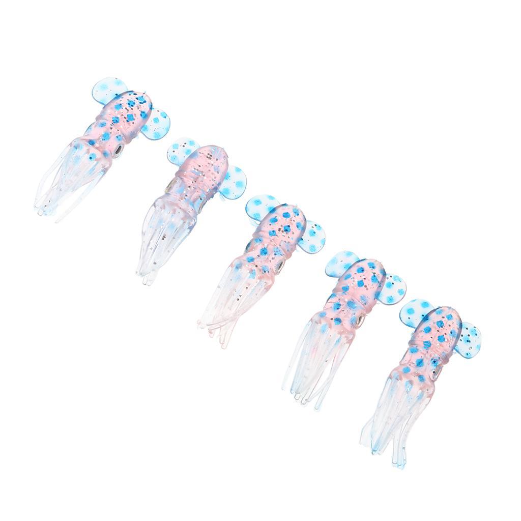 5Pcs Squid Skirt Baits Octopus Lures Glow in Dark Soft Saltwater Trolling Fishing Lures