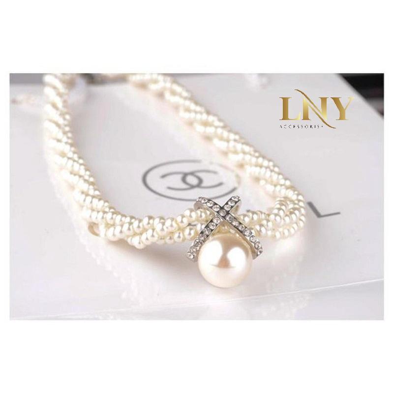 Dây Chuyền Nữ Ngọc Trai Nhân Tạo Khuyên Gài Nữ Tính