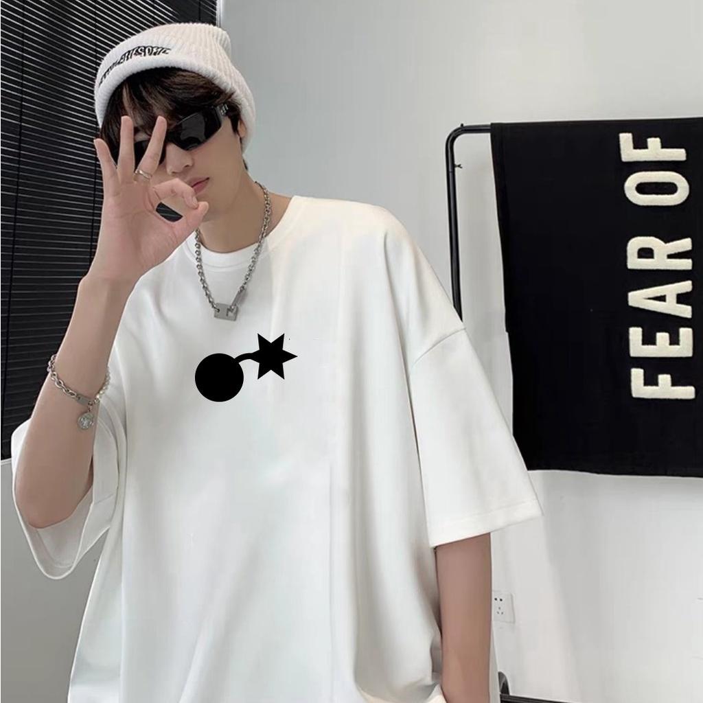 Áo phông nam nữ tay lỡ form rộng biểu tượng BOOM vải dày mịn 2022T3436