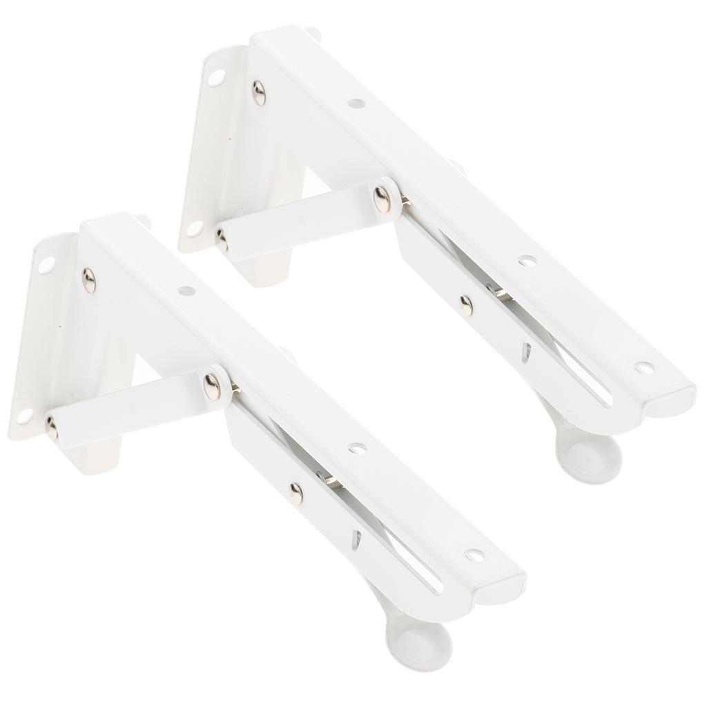 2Pcs Folding Movable White Shelf Bracket K Type Triangle Spring Steel Bracket Decorative Metal Shelf Brackets