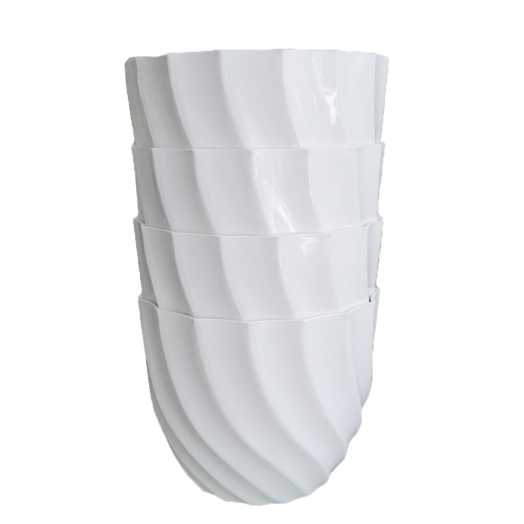 Bộ 4 chậu hoa ốc xoắn màu trắng nhựa dày đẹp 21x17cm