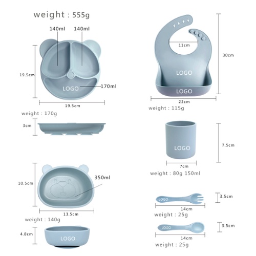 Bộ Set 6 Dụng Cụ Ăn Dặm cho Bé Mama Bear Silicon Cao Cấp Tiêu Chuẩn Châu Âu BPA FREE