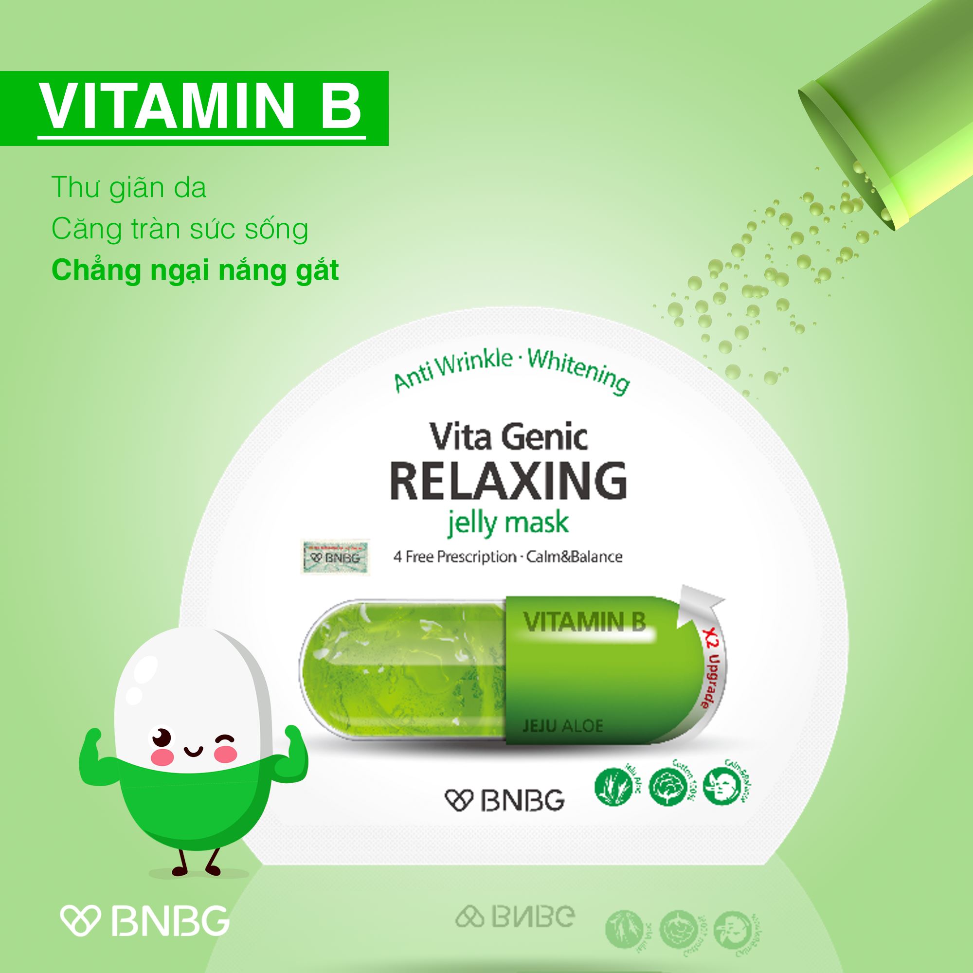 Mặt Nạ BNBG Xanh Lá Vita Genic Relaxing Jelly Mask Vitamin B Cấp Ẩm Hỗ Trợ Phục Hồi Da Hư Tổn 30ml