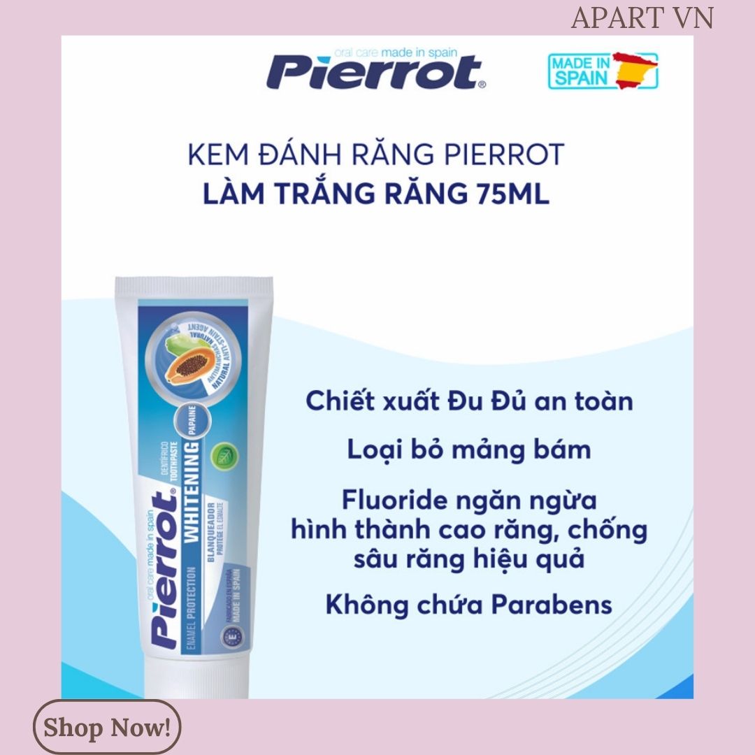 Kem đánh răng làm trắng răng bảo vệ men răng PIERROT 75ml