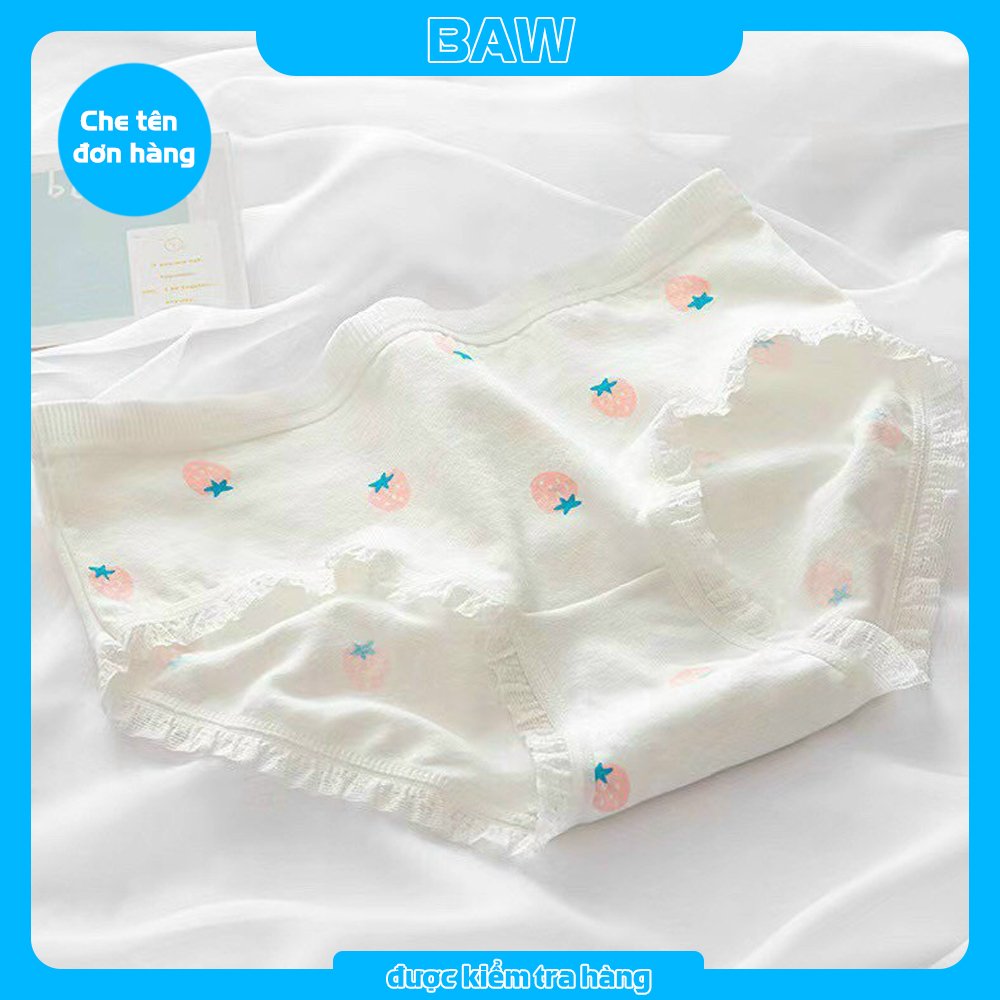 Quần Lót Nữ, Bộ 5 Quần Lót Nữ Cotton In Họa Tiết Dễ Thương Lót May Chống Viêm, Quần Chip Nữ Kháng Khuẩn Cao Cấp Thương Hiệu BAW QM4