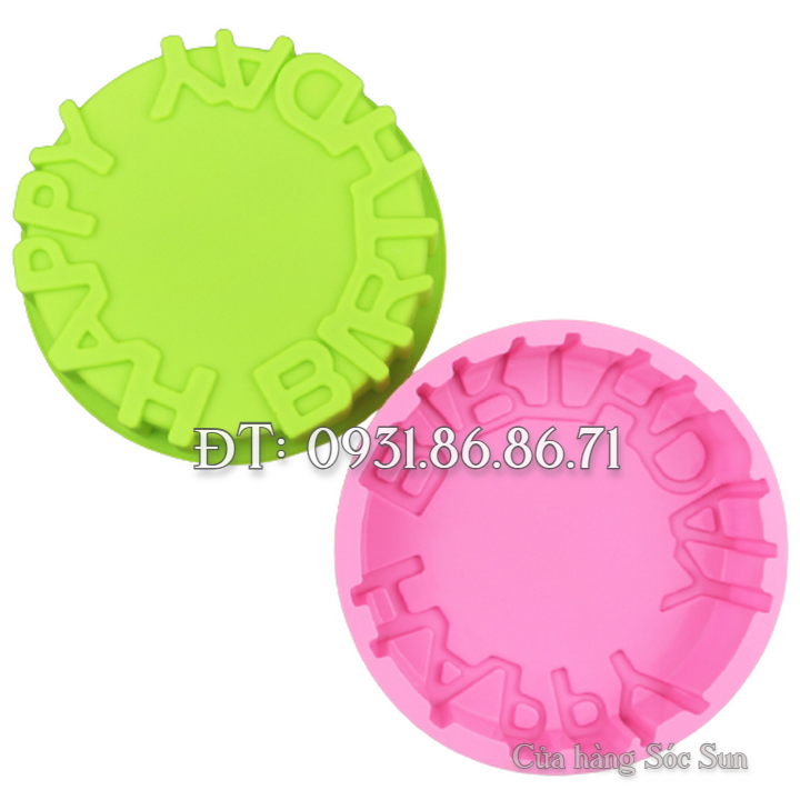 Khuôn silicon sinh nhật Happy Birthday loại 20 cm - Mã số 1034