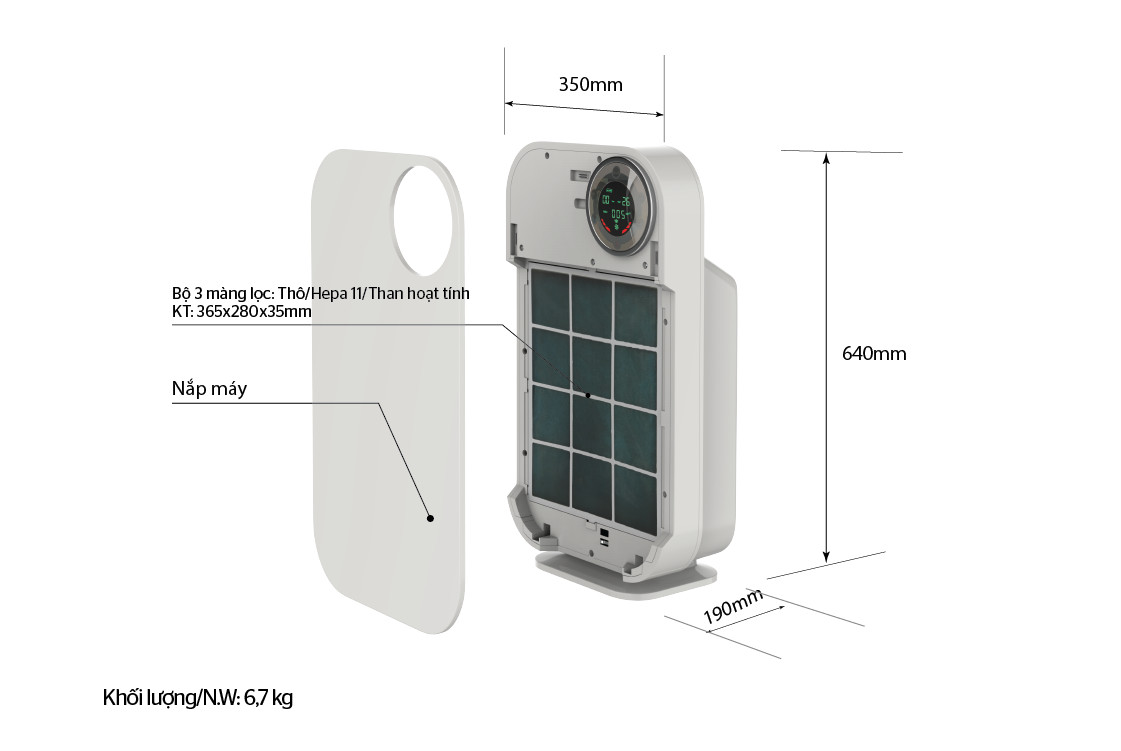 Máy Lọc Không Khí Sunhouse SHD-35AP9735 (50W) - Chính Hãng