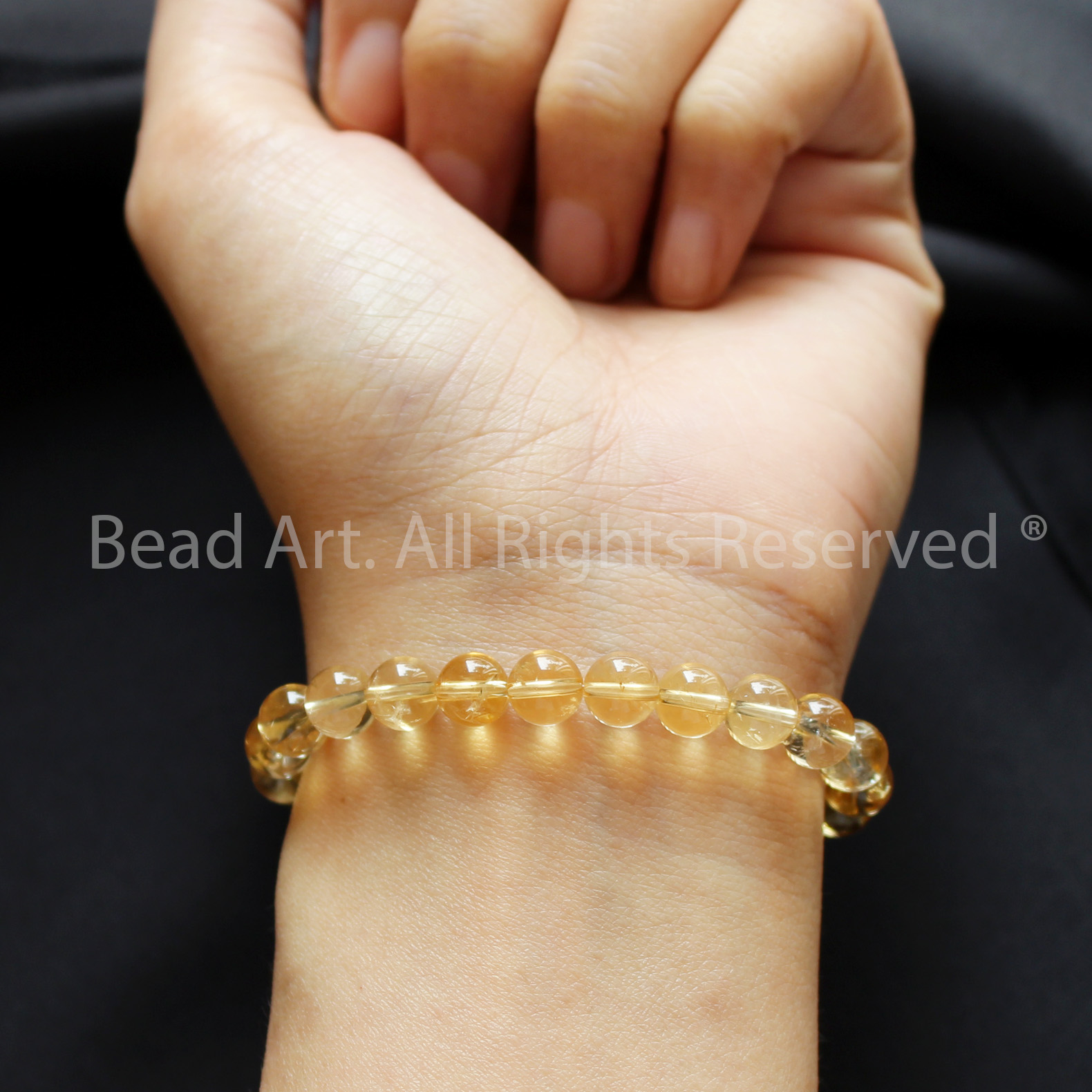 Vòng Tay 7MM Đá Thạch Anh Vàng, Citrine Tự Nhiên, Vòng Phong Thuỷ, Chuỗi Hạt Loại A, Mệnh Thổ, Kim - Bead Art