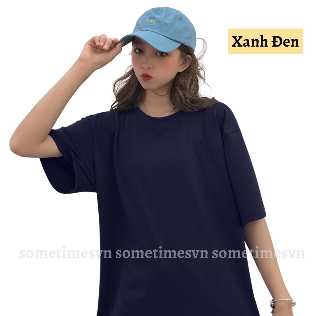 Áo thun tay lỡ nam nữ unisex trơn áo phông màu xanh dương cổ tròn vải thun co dãn TTL01 - Sometimes