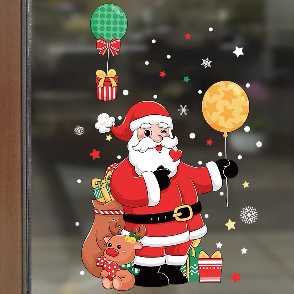 Decal Dán Kính Trang Trí Noel Hít Tĩnh Điện ( ko cần keo ) AMJ056