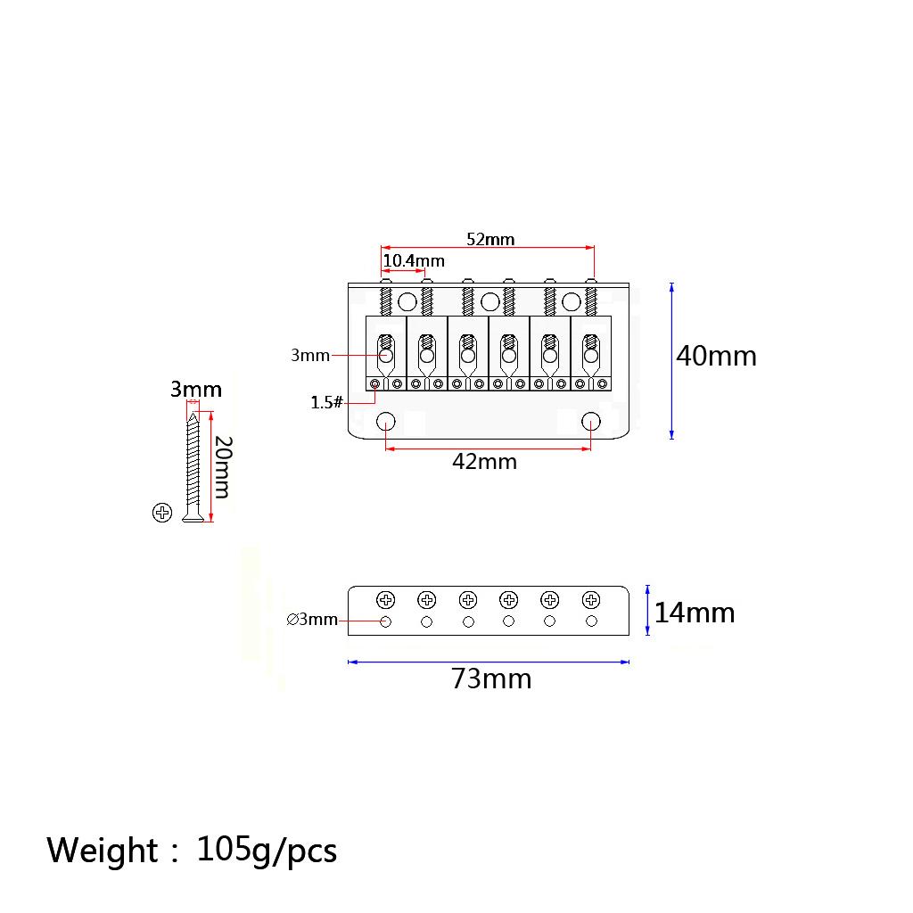 Baoblade Kim Loại 73mm Kim Loại Cố Định Đuôi Cứng Yên Cầu Đuôi 6 Dây Đàn Guitar Một Phần