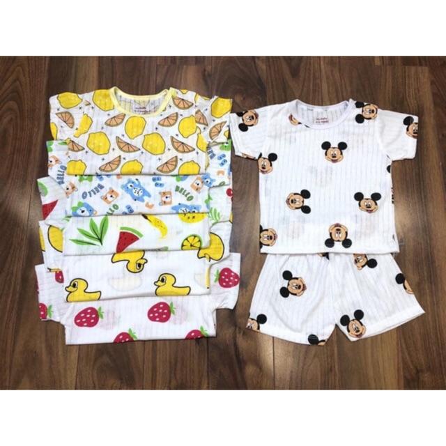 Bộ Cotton Giấy Cộc Tay Cài Vai Cho Bé