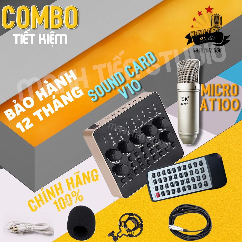 CTY MẠNH TIẾN Bộ thu âm Livestream sound card V10 và micro AT100 KARAOKE CỰC HAY(Bảo Hành 12 Tháng)