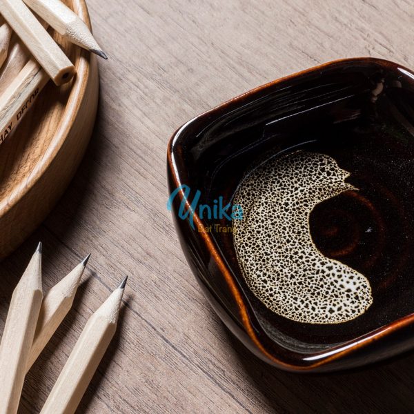 Đĩa Muối Hoả Biến Vuông Men Cánh Gián - Đĩa Gia Vị Vuông - Gốm Sứ Bát Tràng Cao Cấp